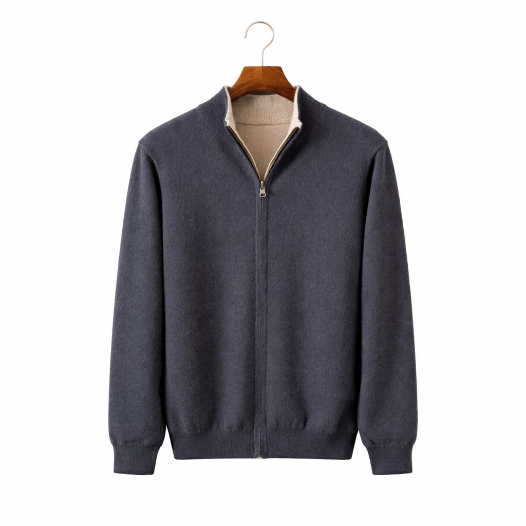 Premium Men’s Cashmere Sweater | Full Zip Knit Cardigan for Winter