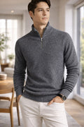 Men’s 100% Cashmere Half Zip Sweater – Luxury Soft Pullover