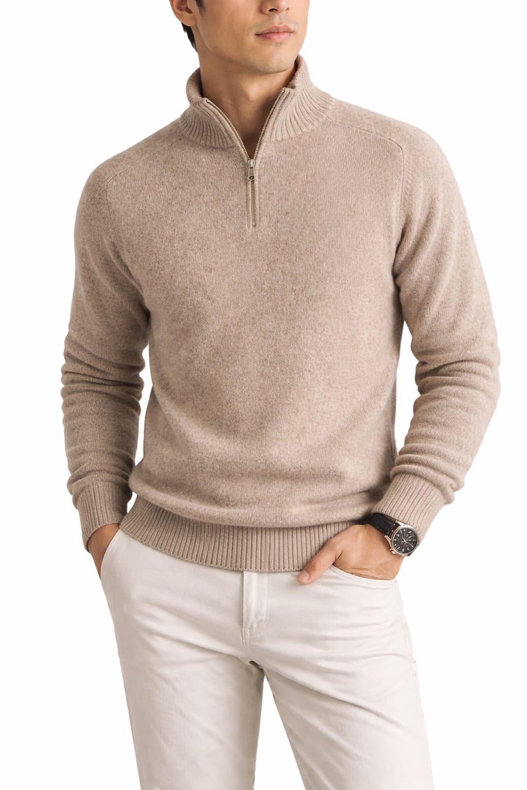 Men’s 100% Cashmere Half Zip Sweater – Luxury Soft Pullover