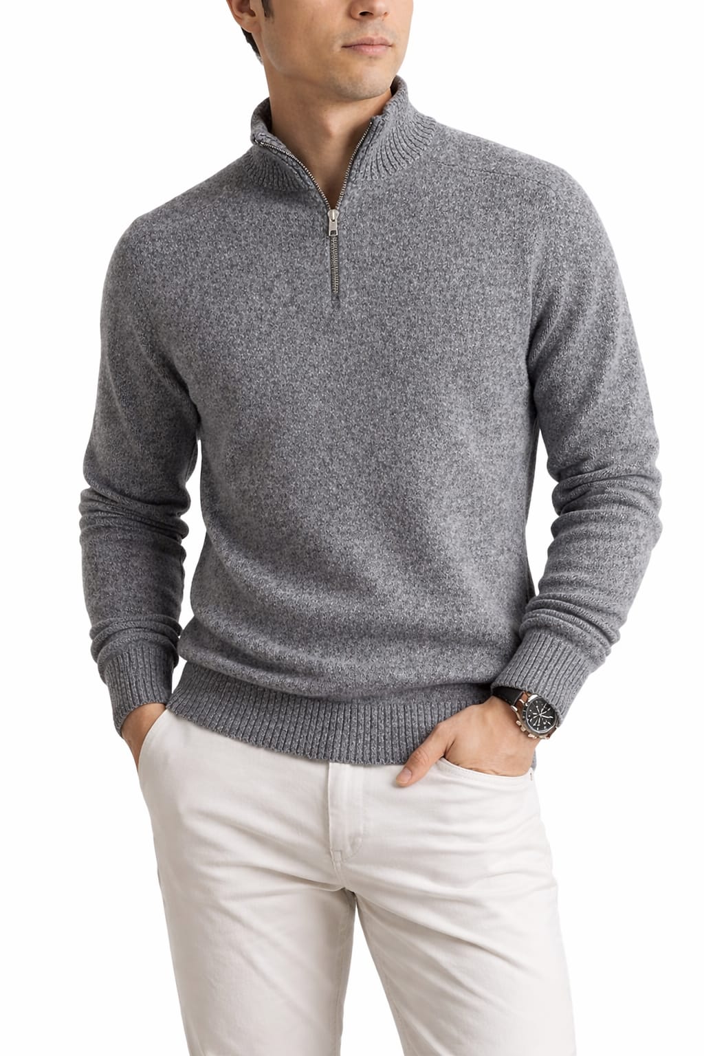 Men’s 100% Cashmere Half Zip Sweater – Luxury Soft Pullover