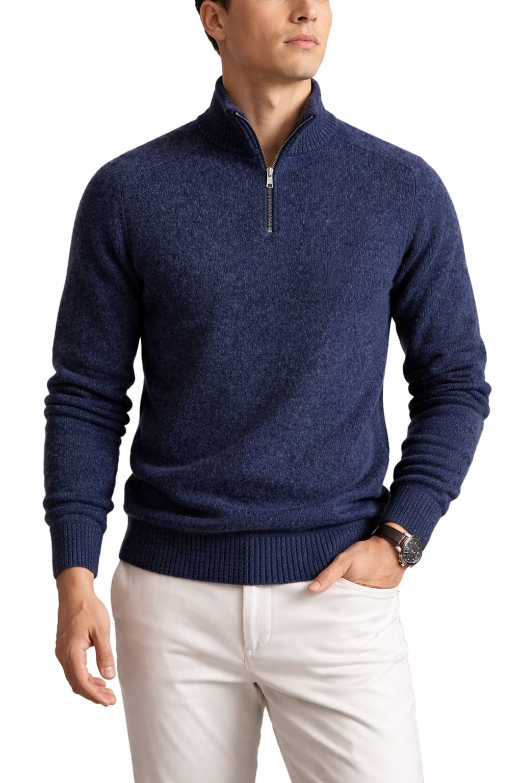 Men’s 100% Cashmere Half Zip Sweater – Luxury Soft Pullover