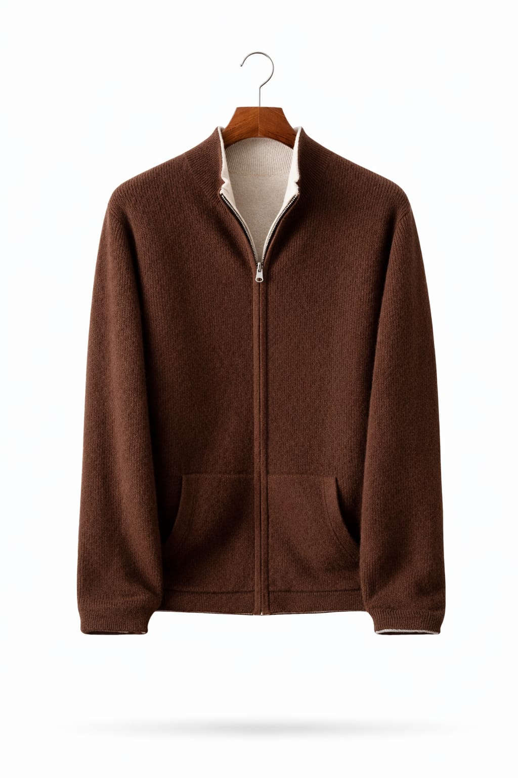 Men’s Cashmere Zip-Up Sweater – Soft Luxury Knit Cardigan | Warm Winter Fleece Lining | Premium Casual Jacket for Men