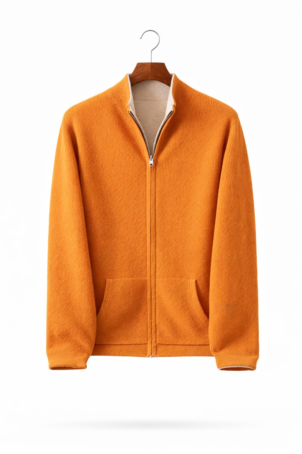 Men’s Cashmere Zip-Up Sweater – Soft Luxury Knit Cardigan | Warm Winter Fleece Lining | Premium Casual Jacket for Men